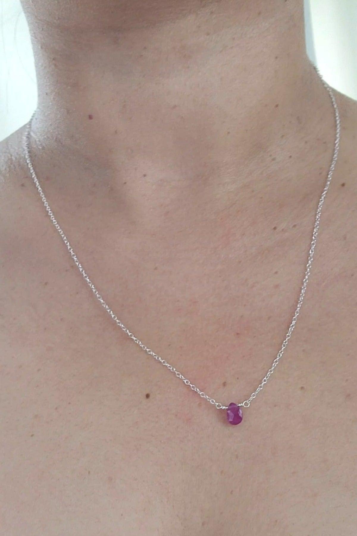 Pink Sapphire Necklace - Silver - Reca