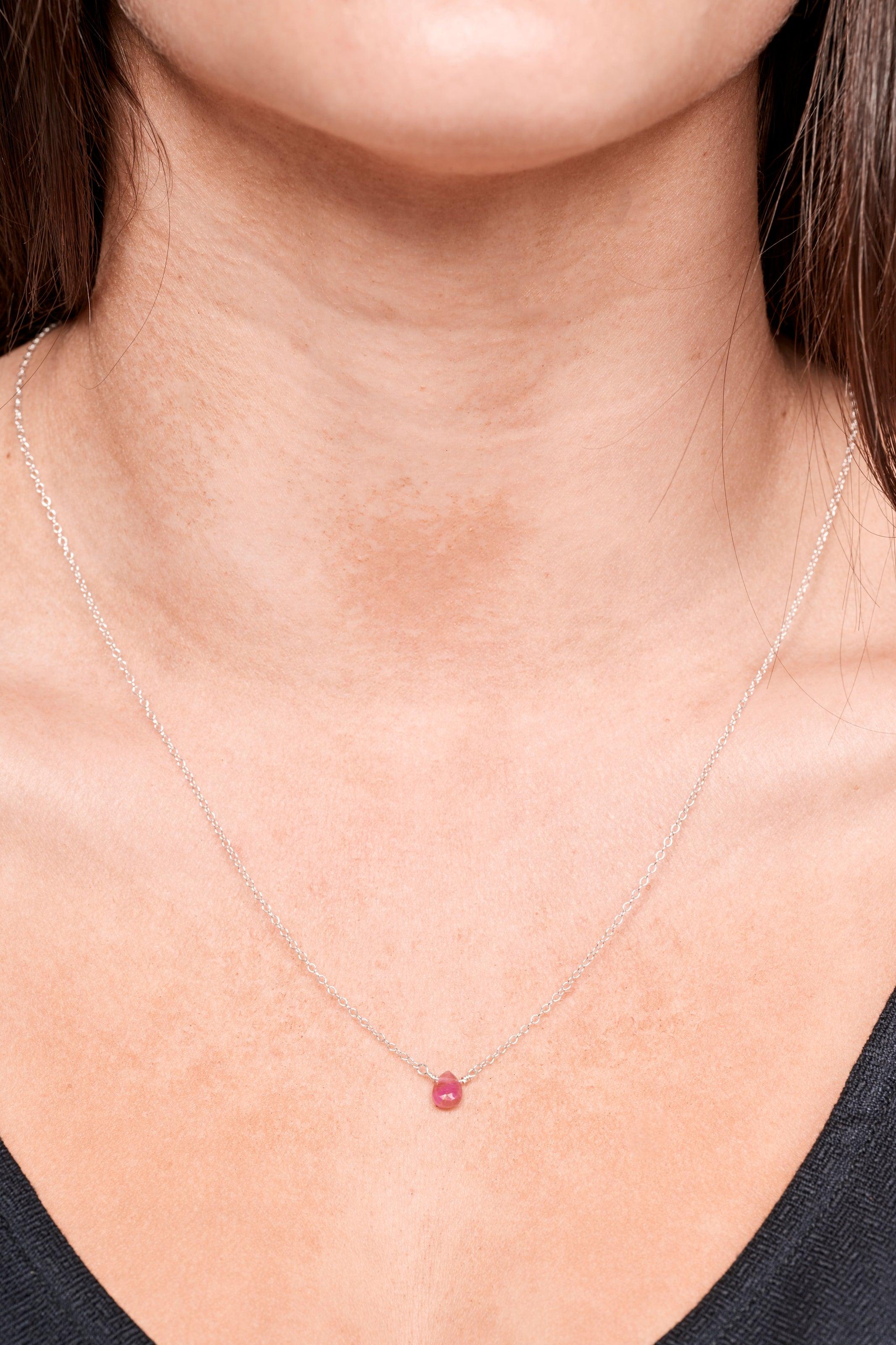 Pink Sapphire Necklace - Silver - Reca