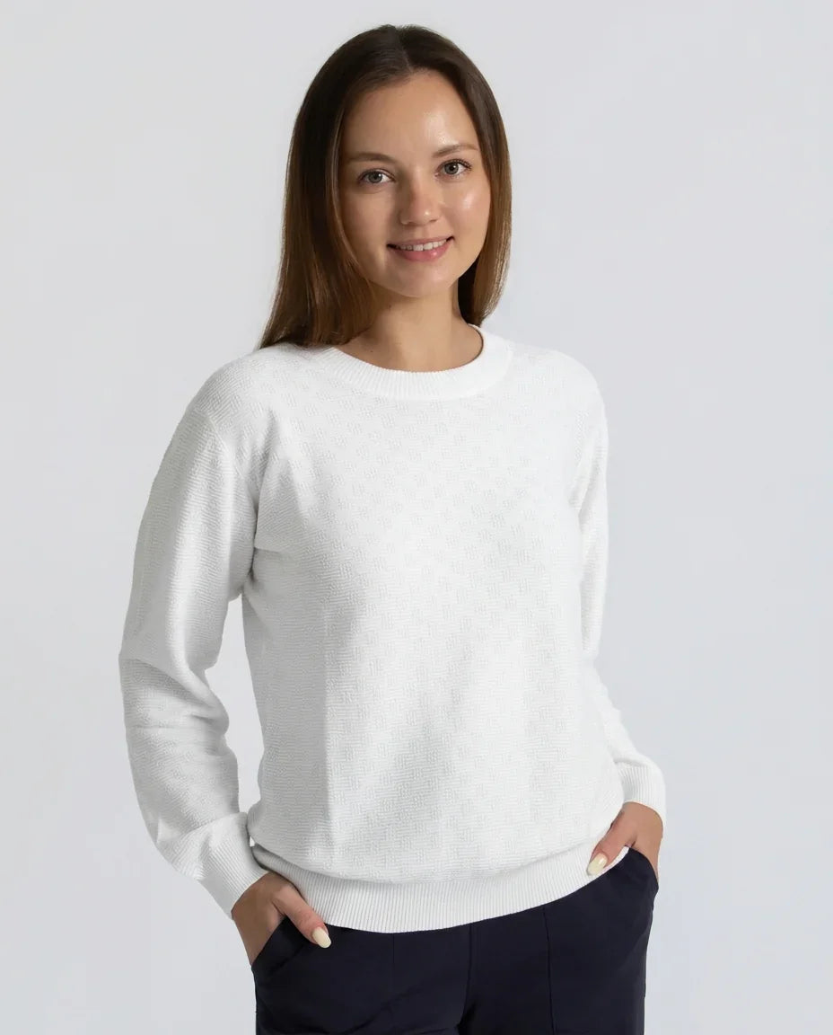 White Textured Cotton Knit