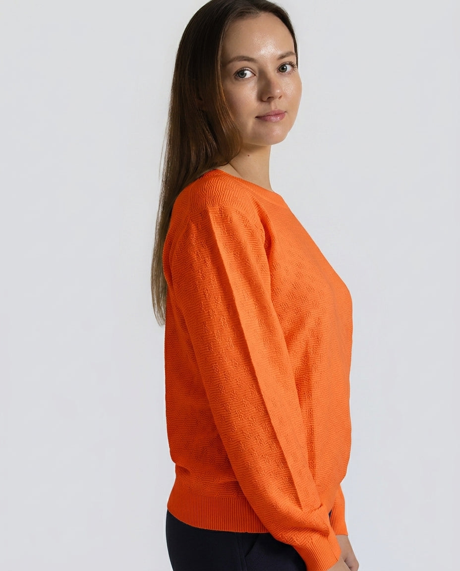 Orange Textured Cotton Knit