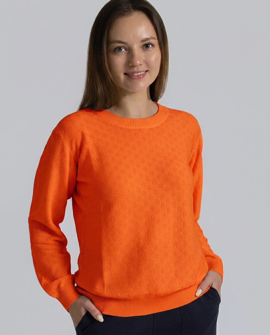 Orange Textured Cotton Knit