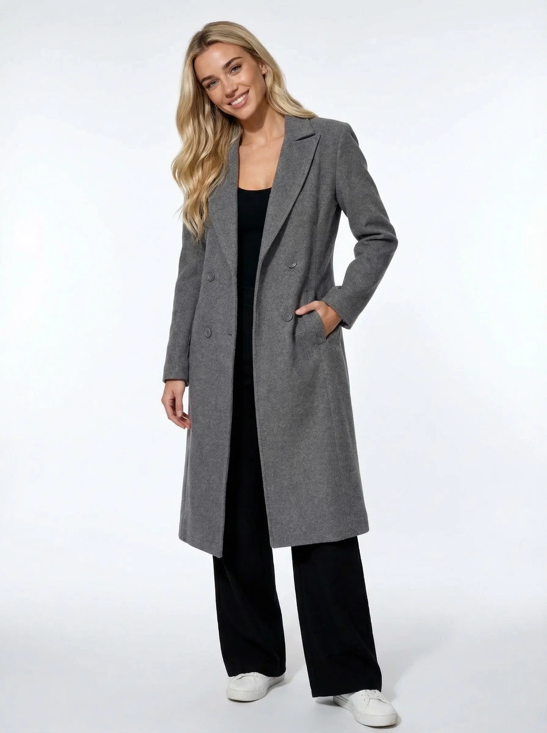 Tie-Belt Wool Long Coat