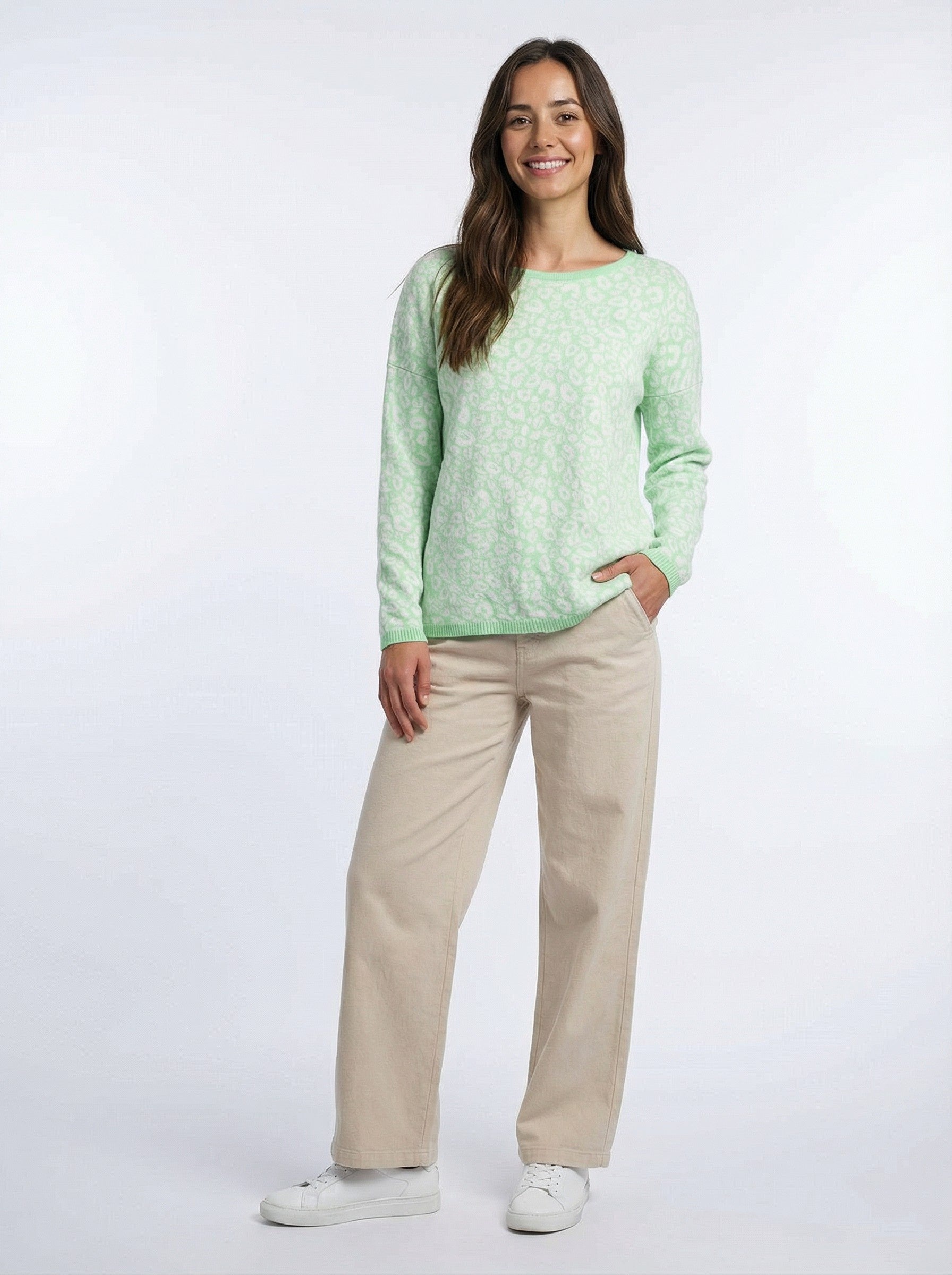 Cotton Jacquard Sweater - Apple