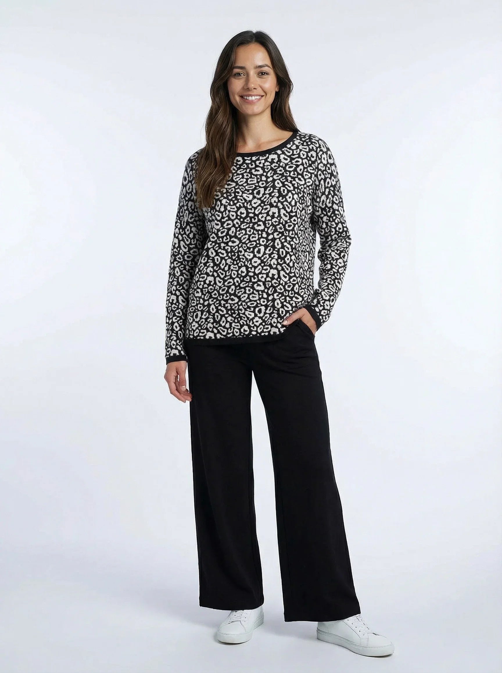 Cotton Jacquard Sweater - Black