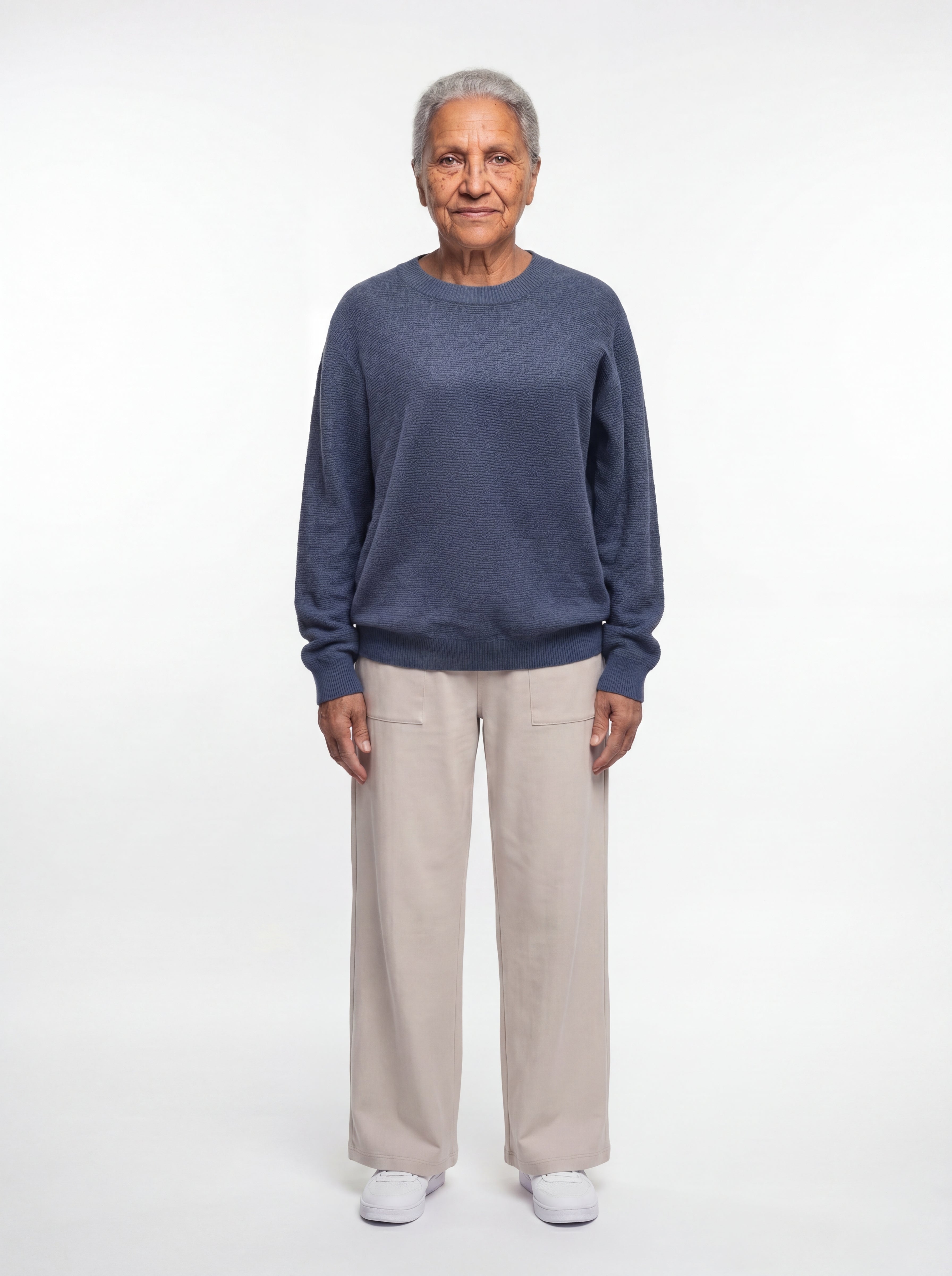 Denim Blue Textured Cotton Knit
