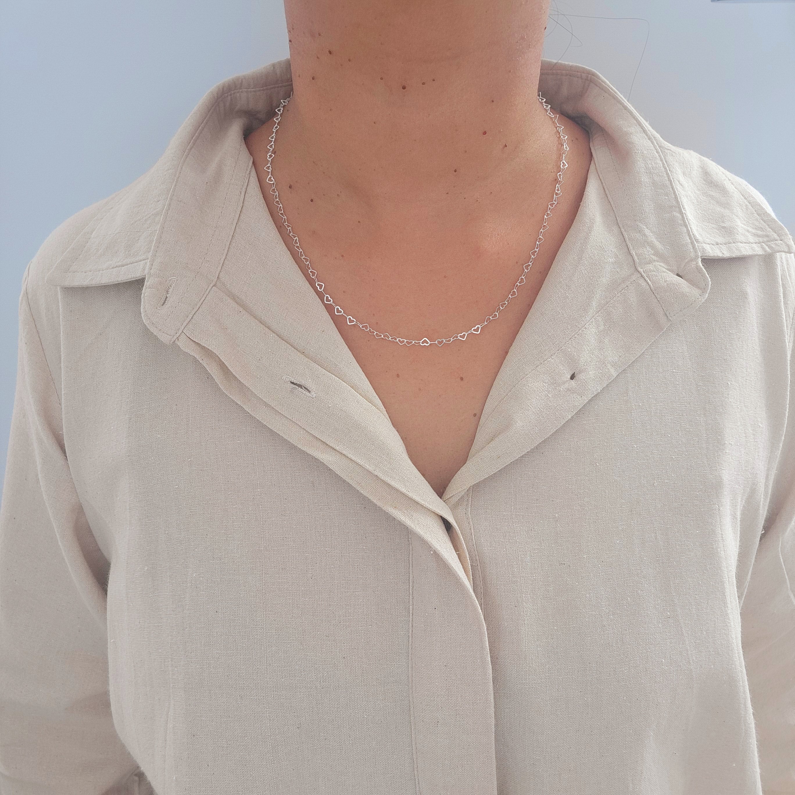 Silver Heart Link Chain