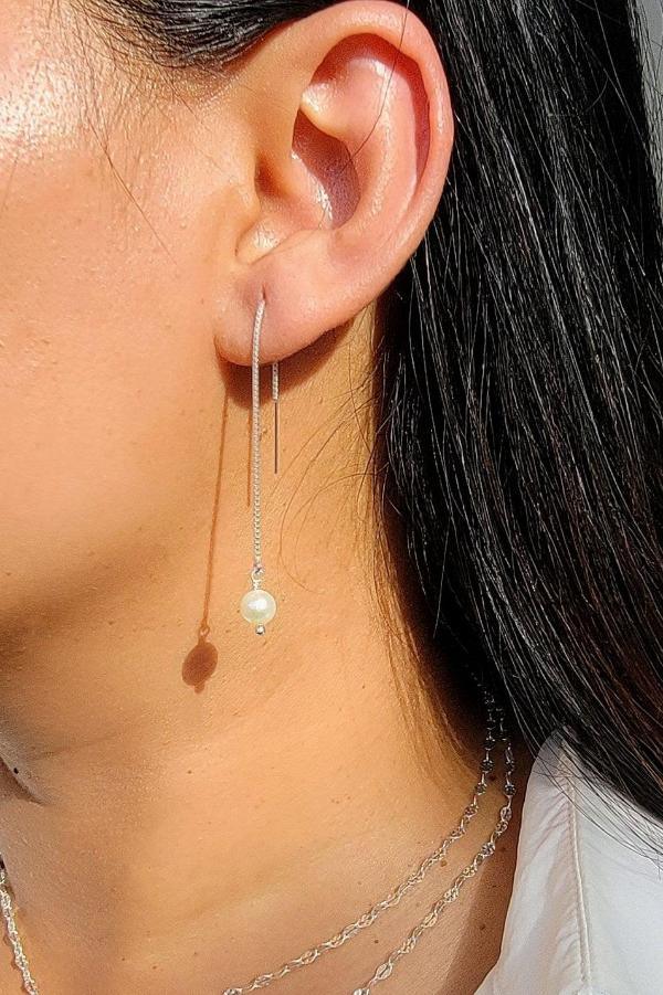 Freshwater Pearl Threader Earrings - Reca