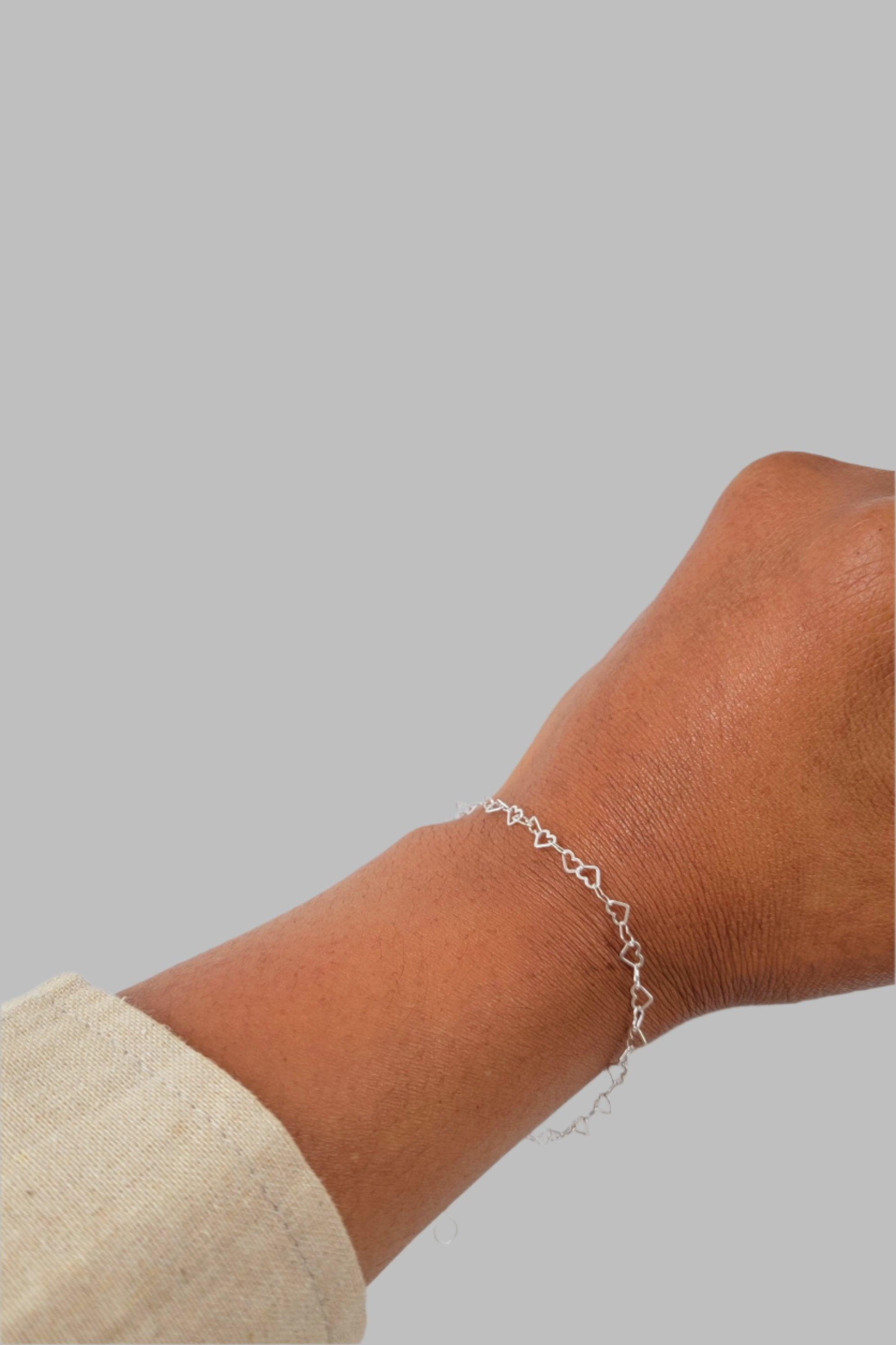 Silver Heart Link Bracelet - Reca
