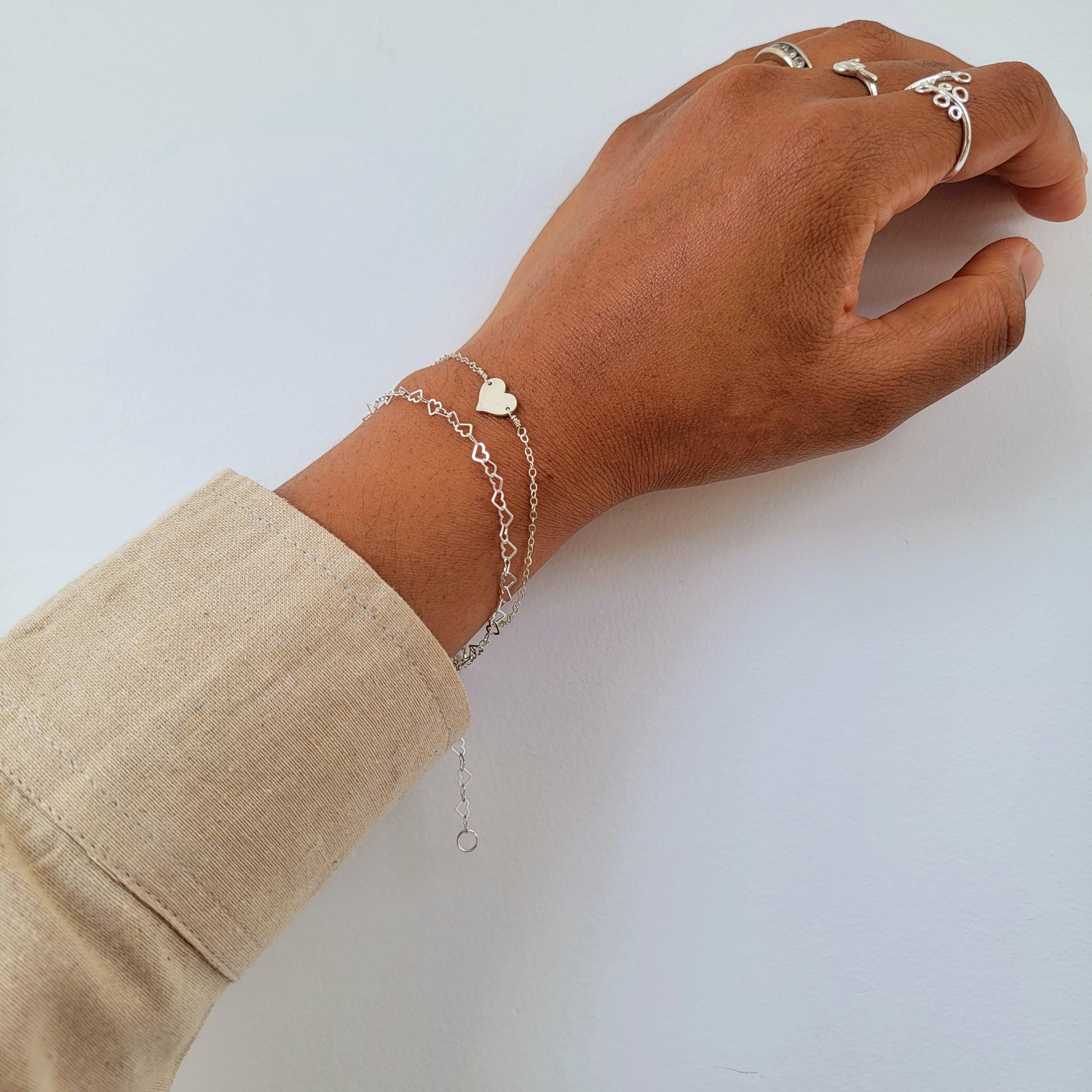 Silver Heart Link Bracelet - Reca