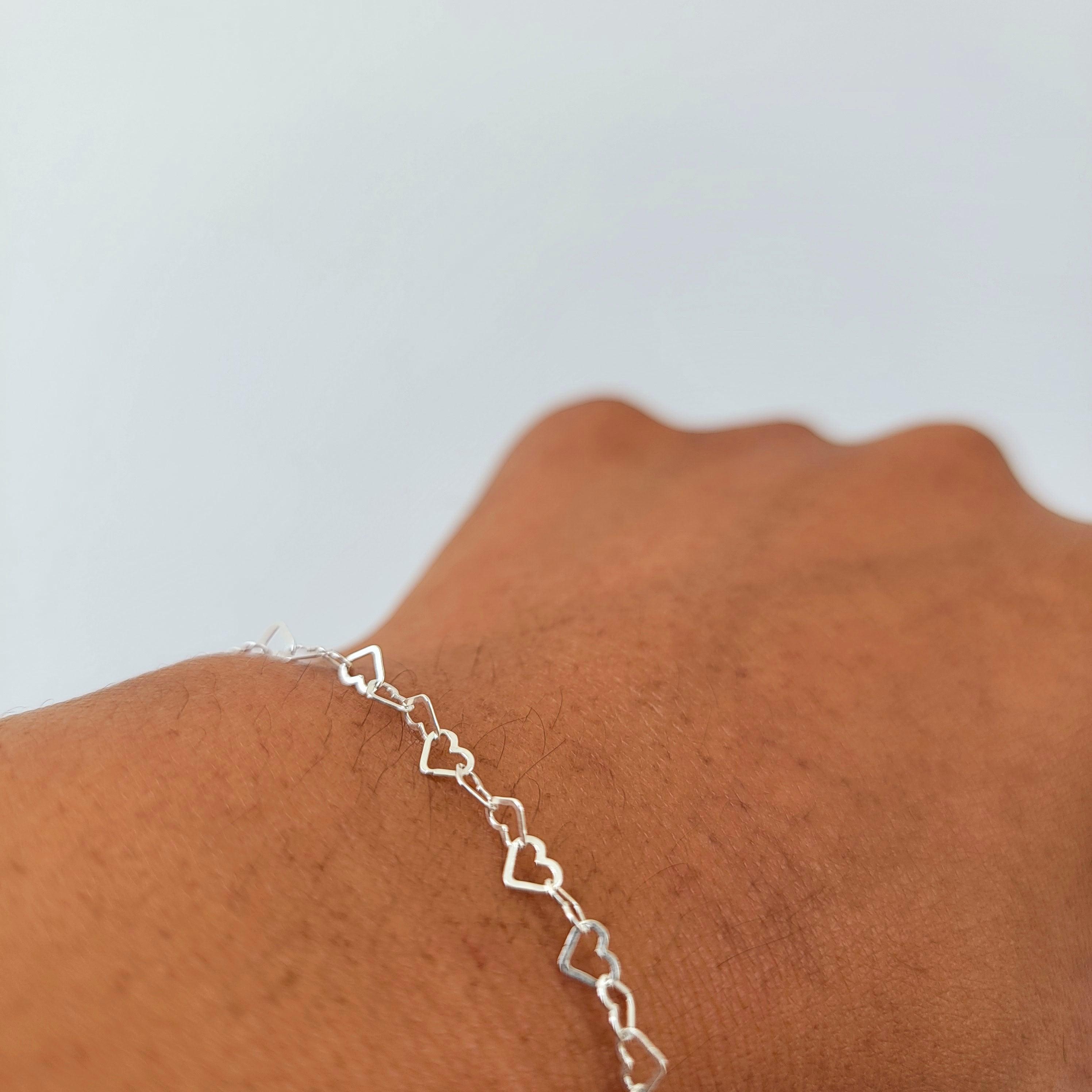 Silver Heart Link Bracelet - Reca