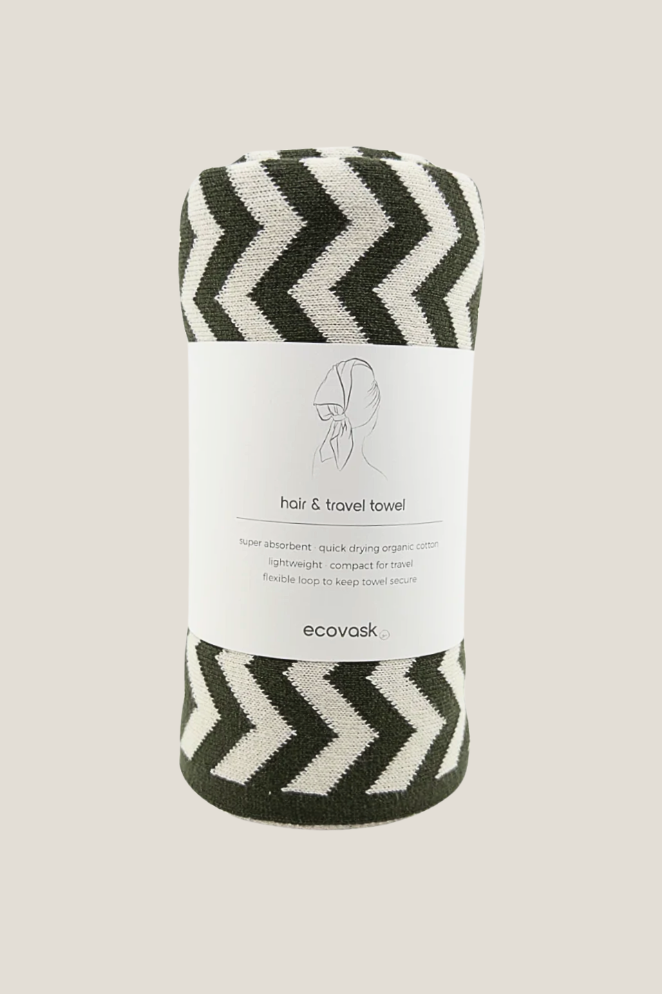 Hair & Travel Towel - Olive Chevron