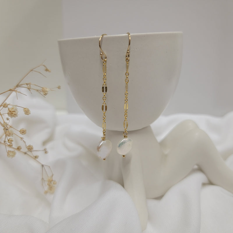 Drop Earrings with Coin Pearls
