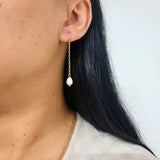 Peach Pearl Chain Drop Earrings