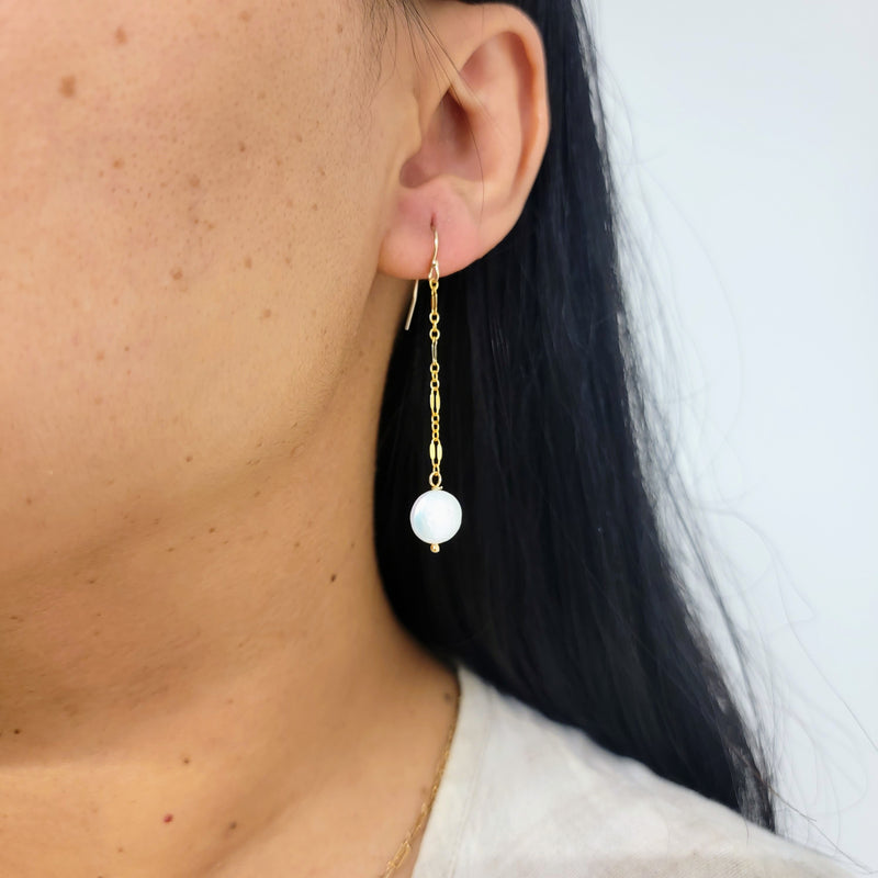 Drop Earrings with Coin Pearls