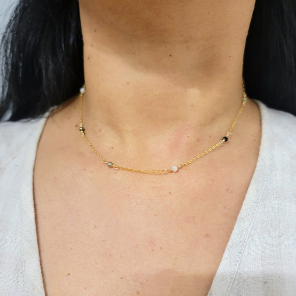 Dainty mini gemstone necklace