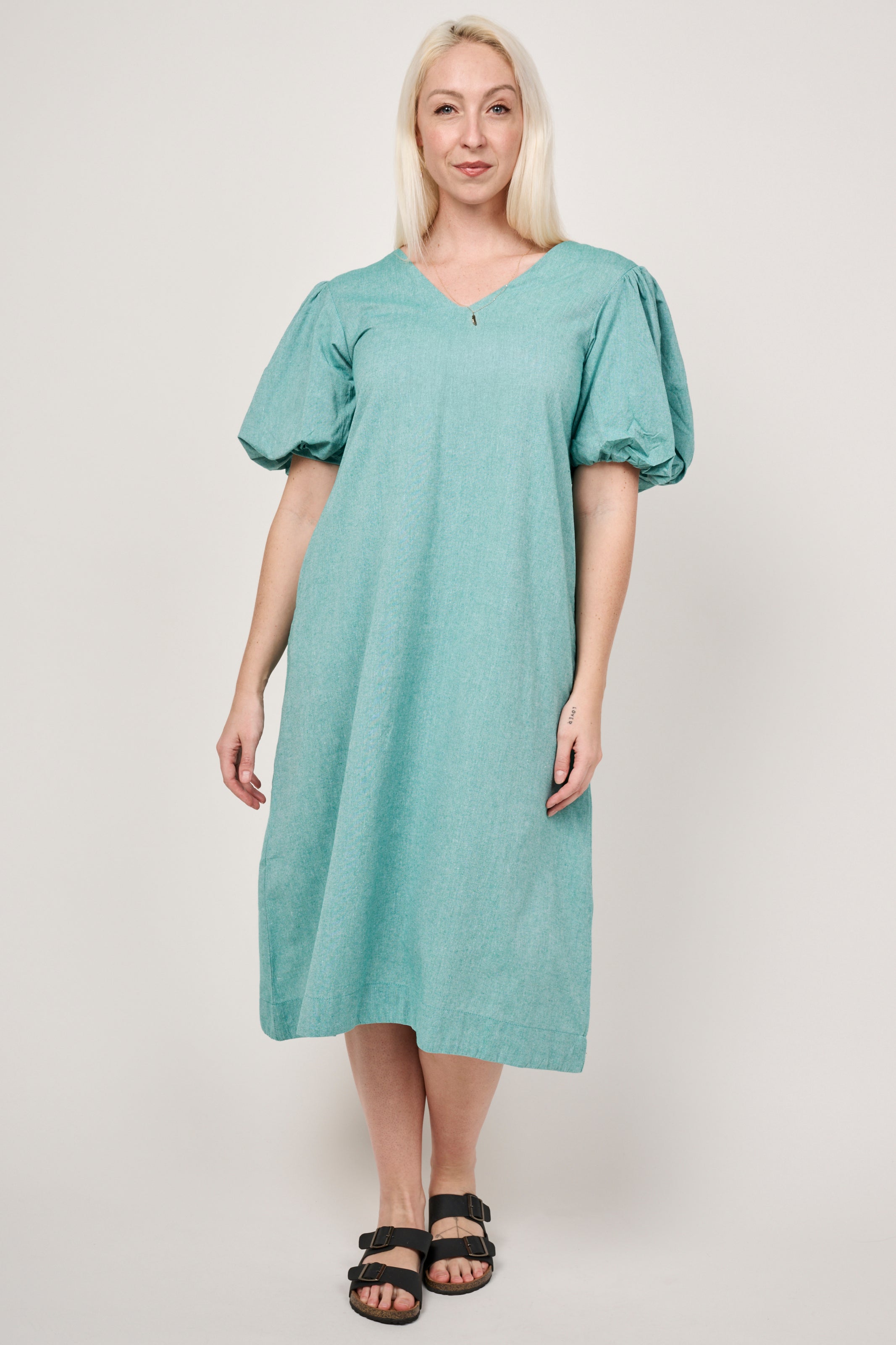 Bishop Midi Dress - Aqua