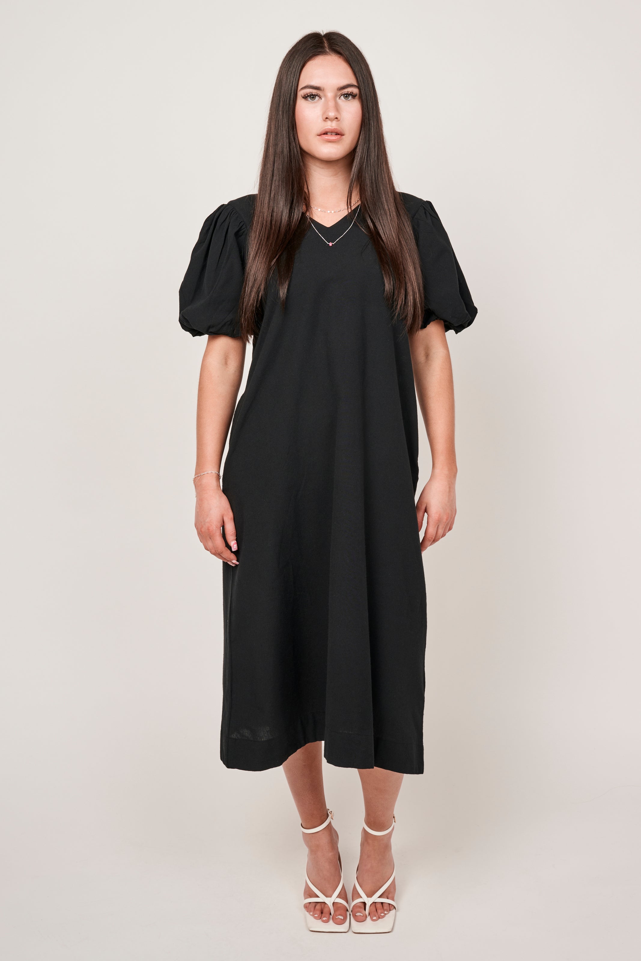 Bishop Midi Dress  - Black