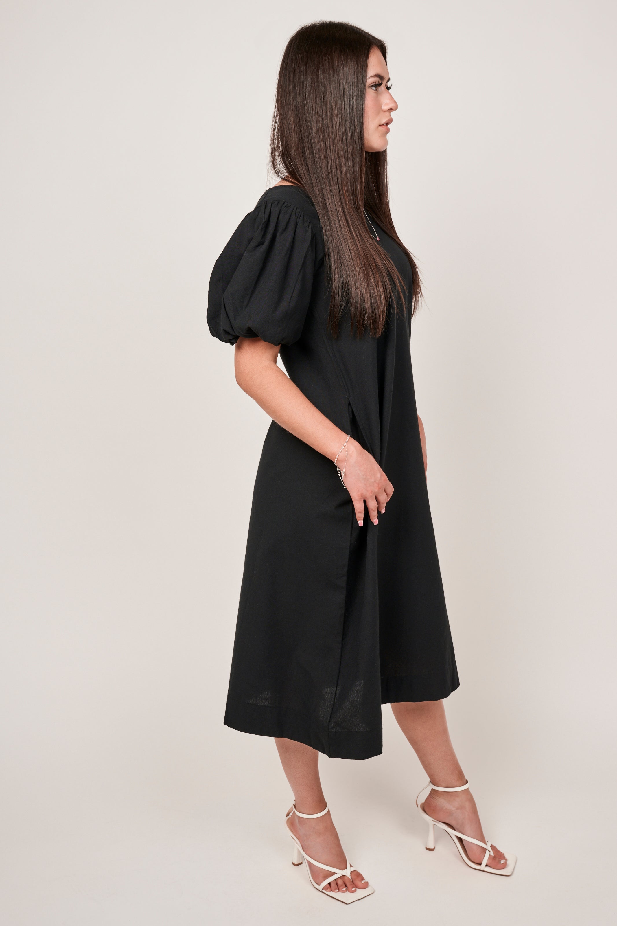 Bishop Midi Dress  - Black