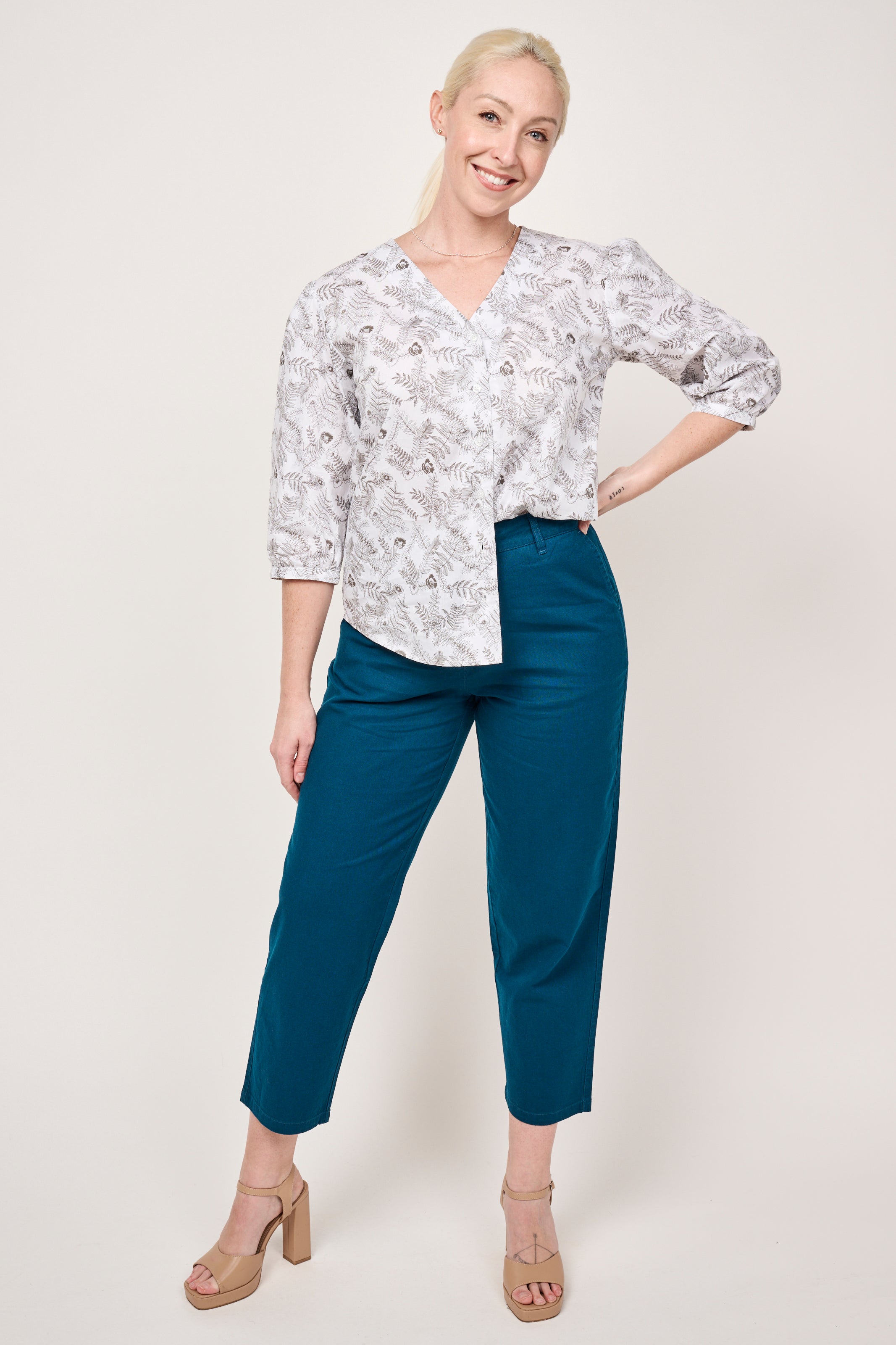 Slim leg trousers - Sea