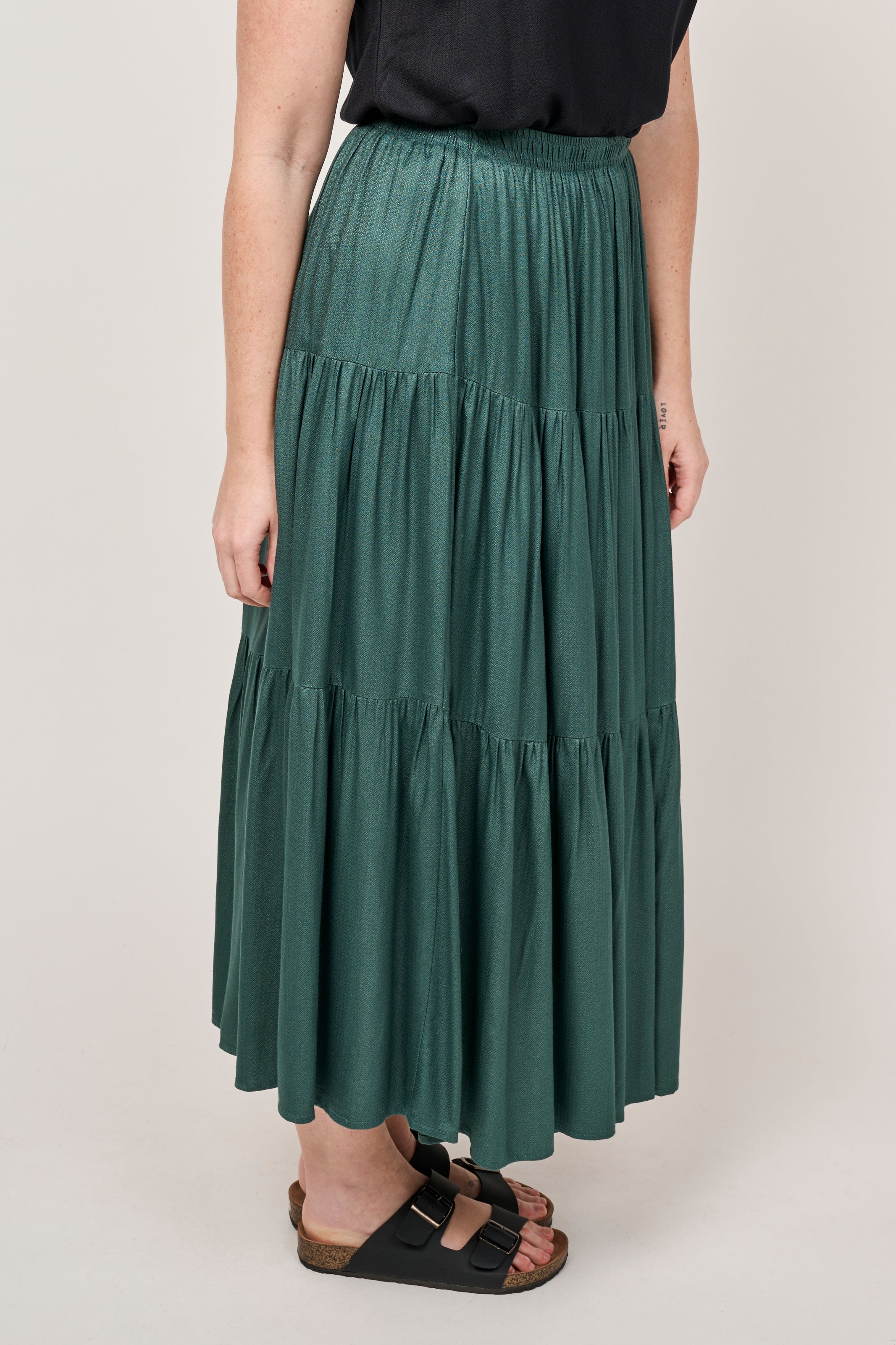 Bamboo Gathered Skirt - Teal