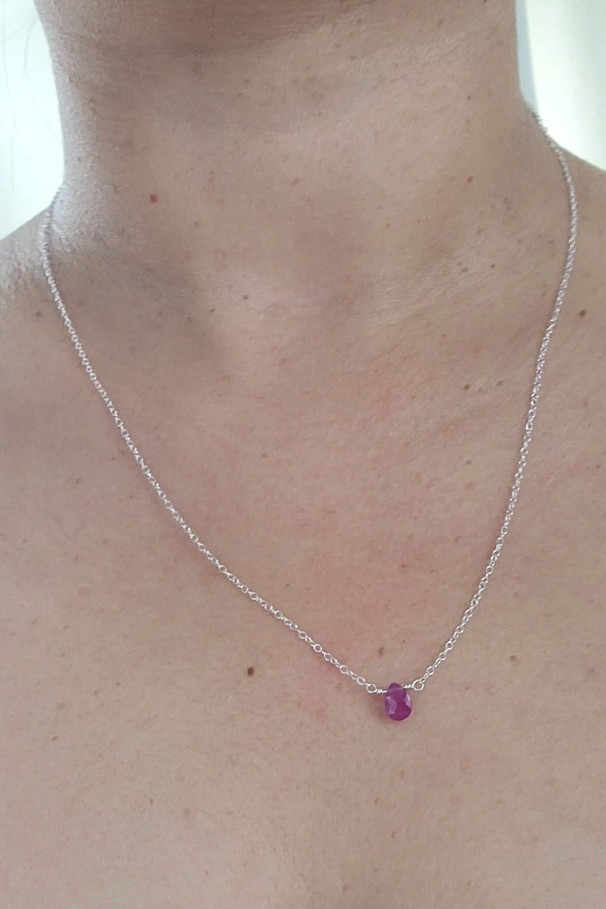 Pink Sapphire Necklace - Silver