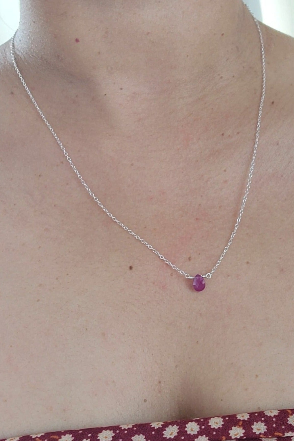 Pink Sapphire Necklace - Silver