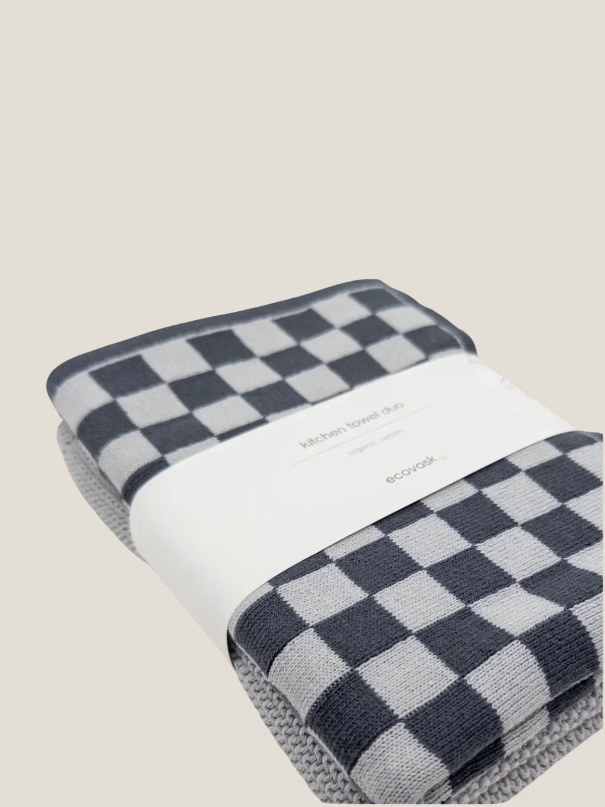 graphite cotton chequered towel and dishcloth