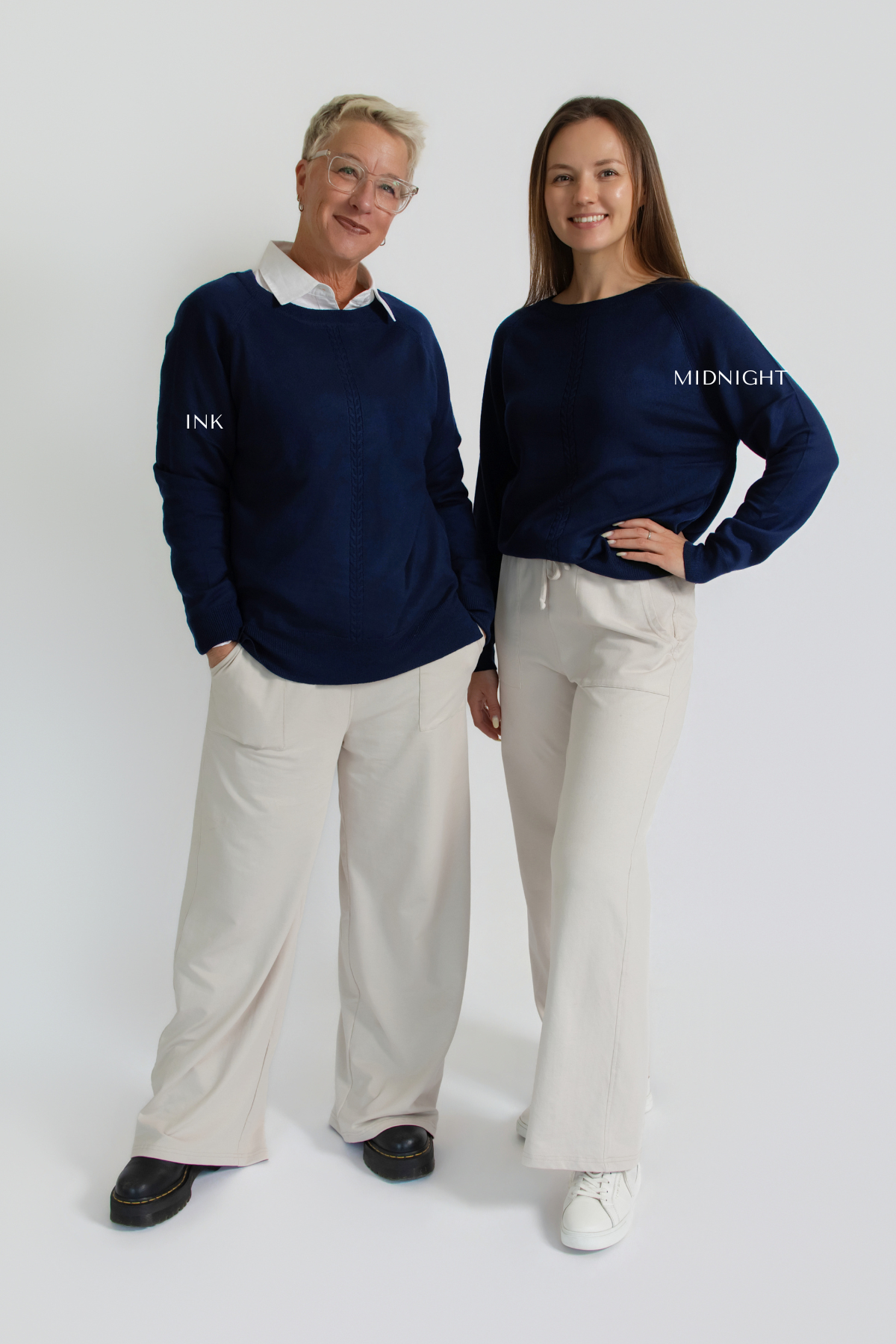 Merino Cable Knit Jumper - Midnight