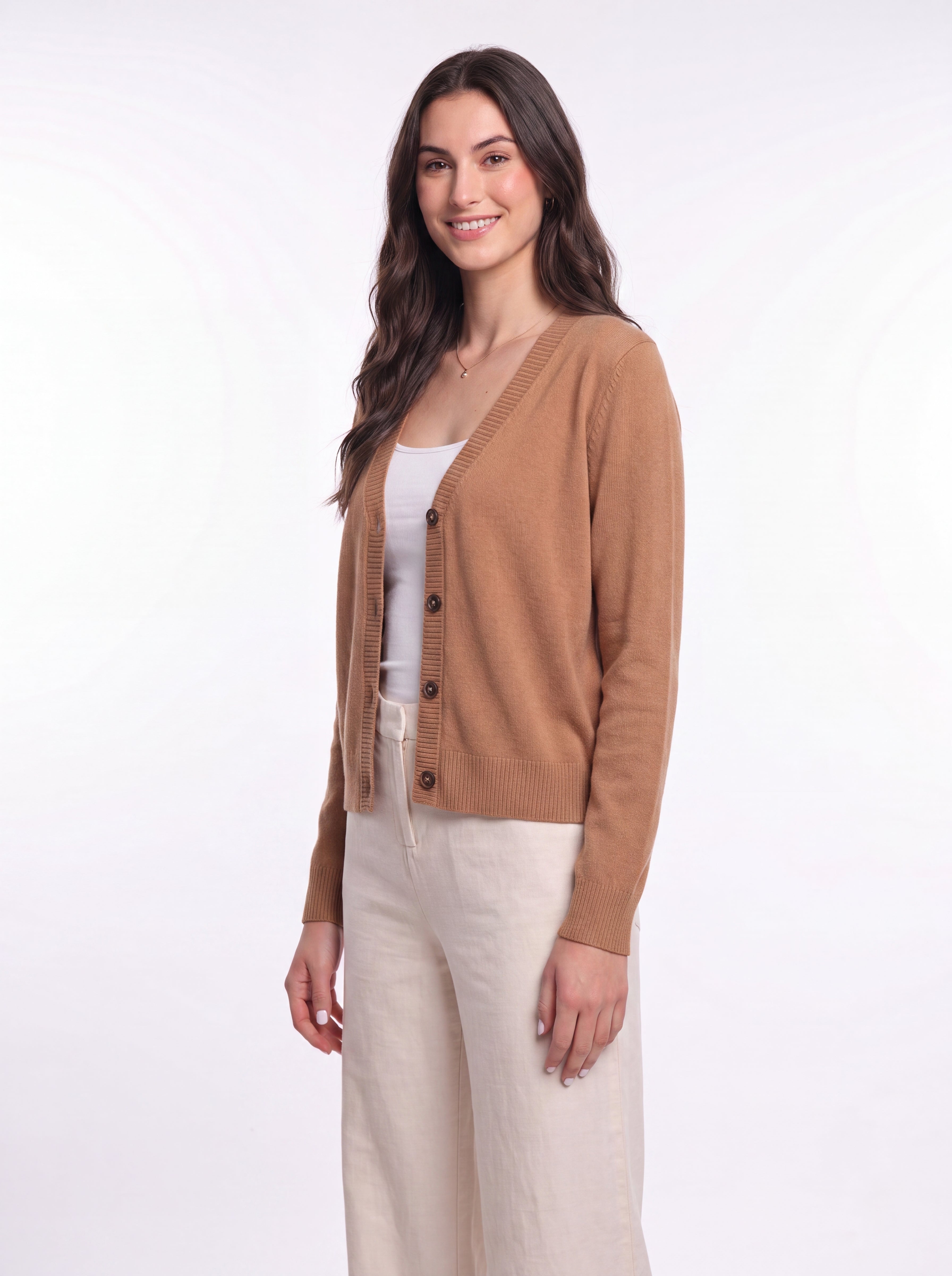 Cashmere-Merino Cardigan - Cinnamon