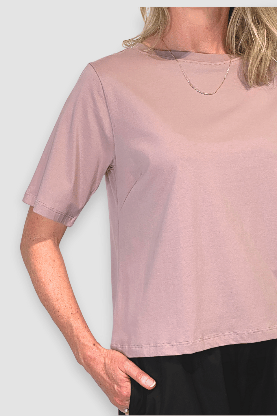 Organic Flex Crew Tee - Rose Pink