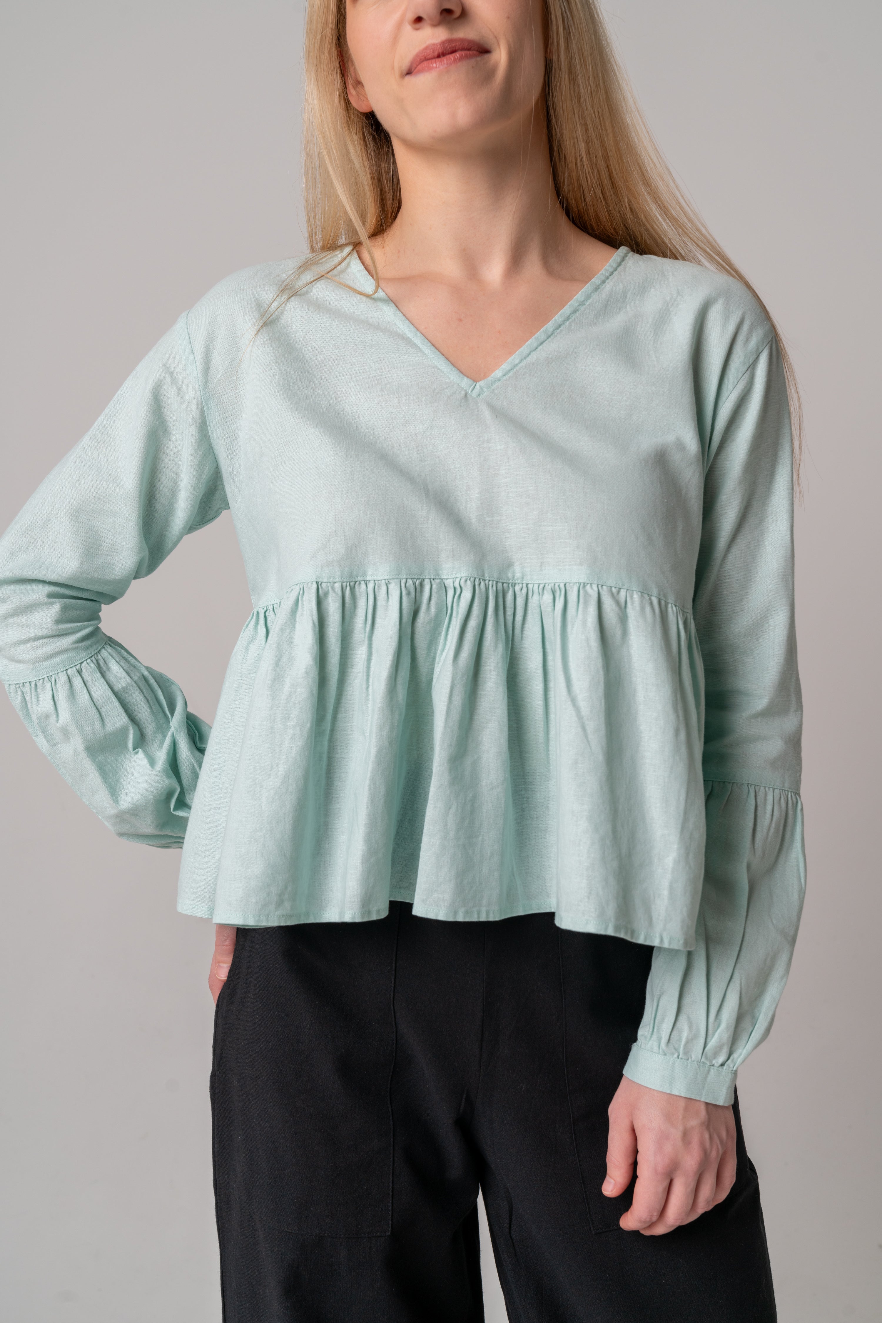 V neck Peplum Blouse