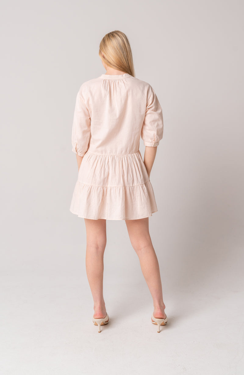 Tier Cotton Mini Dress - Shell