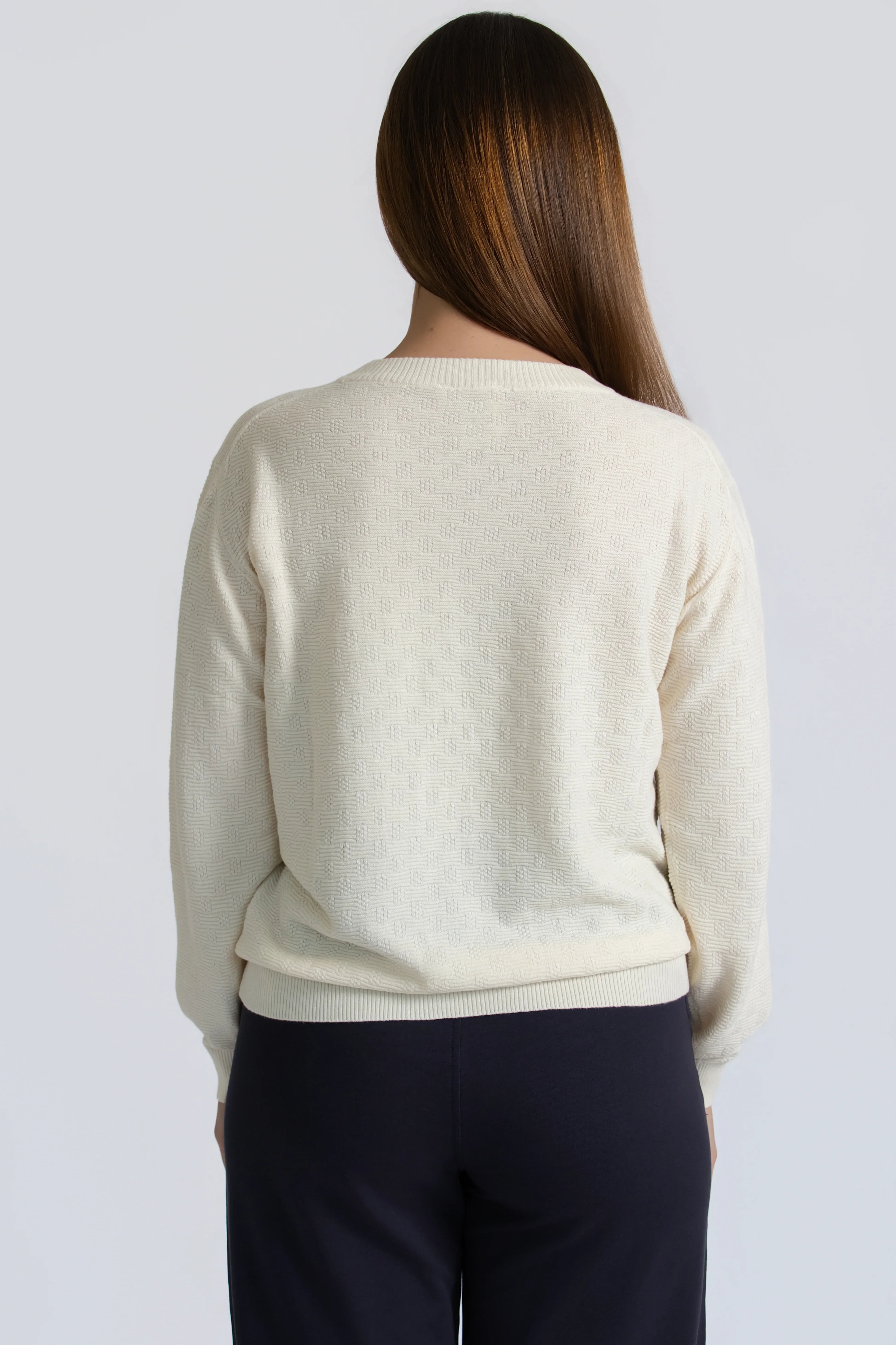 Ivory Textured Cotton Knit