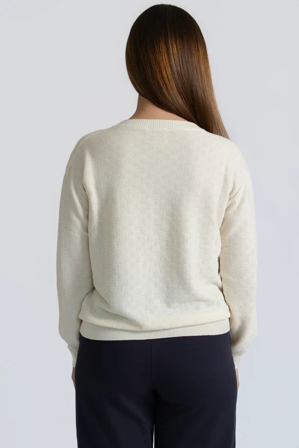 Denim Blue Textured Cotton Knit