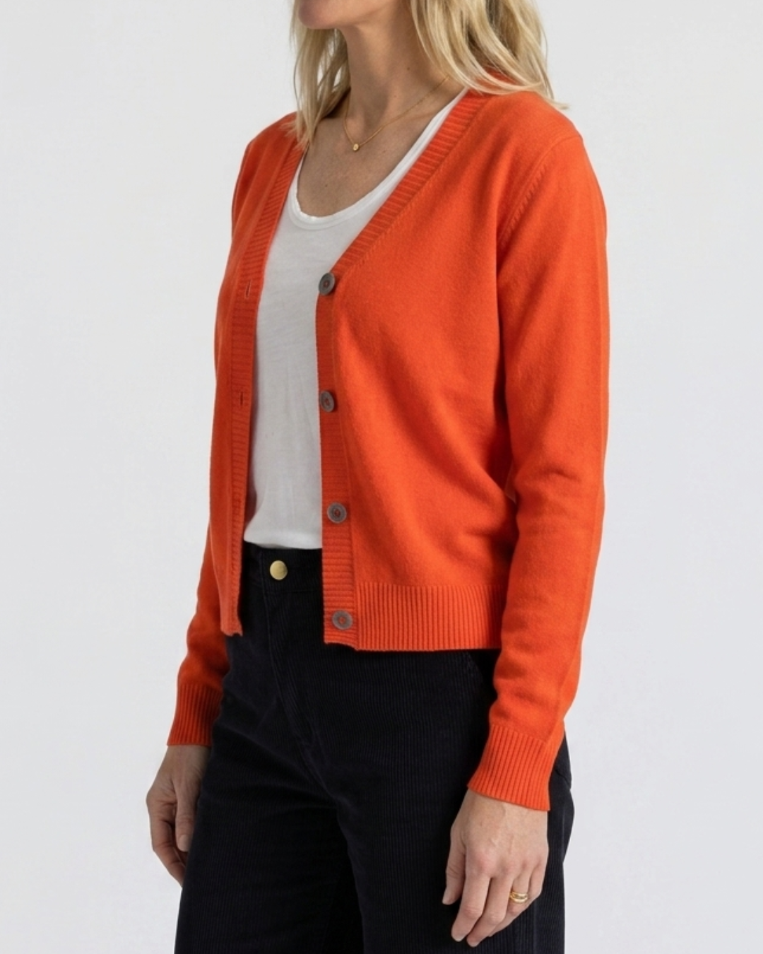 Cashmere-Merino Cardigan - Scarlet