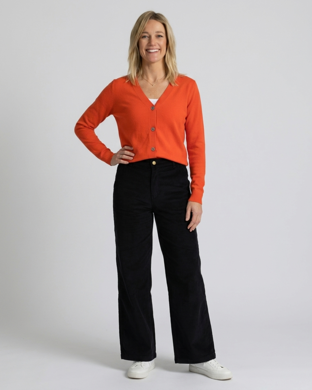 Cashmere-Merino Cardigan - Scarlet