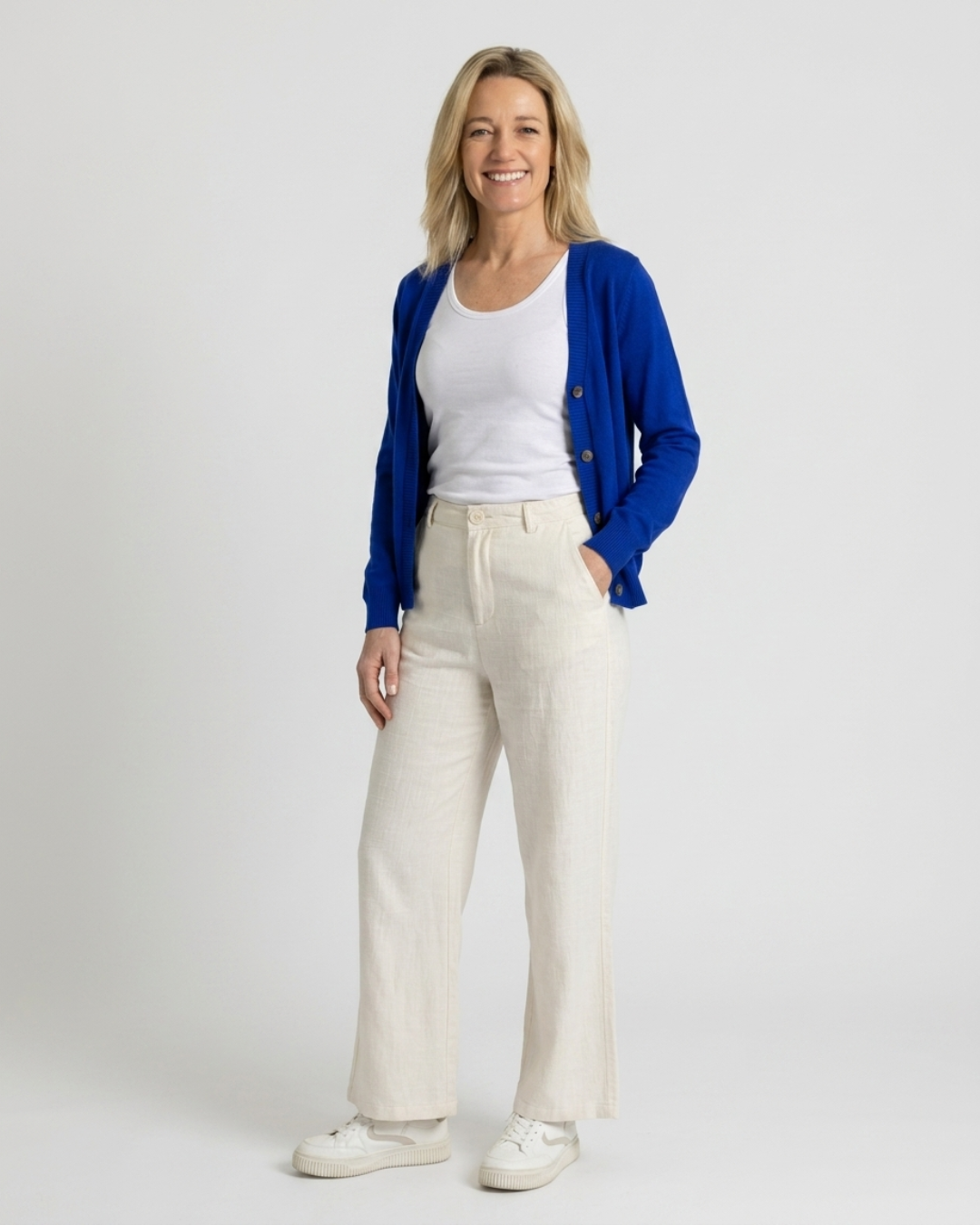 High Waisted Wide-Leg Linen Pants - Natural