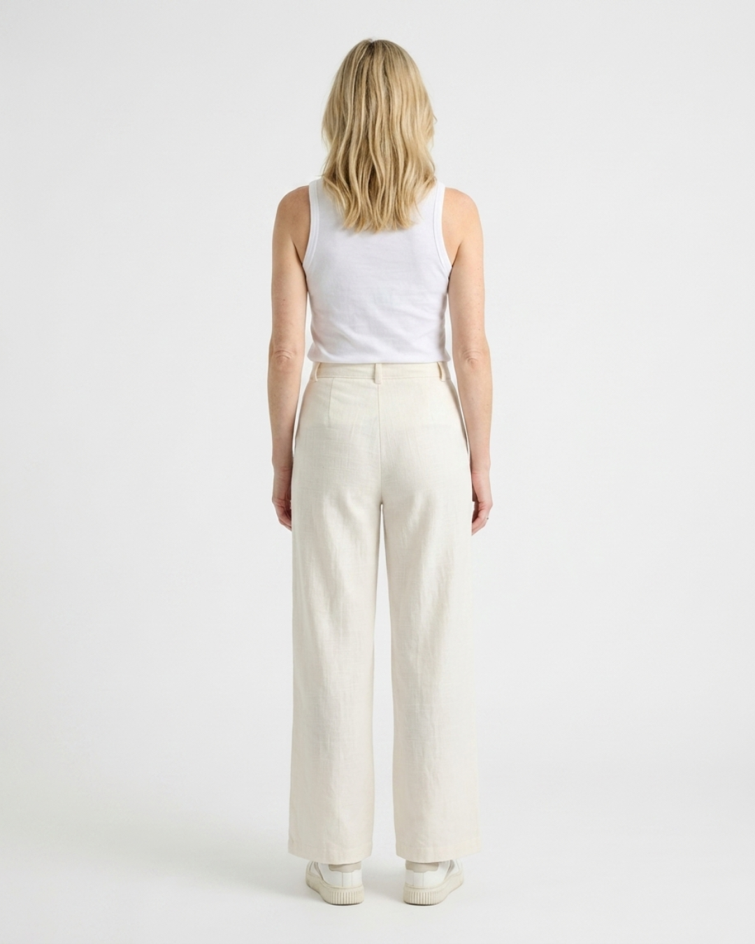 High Waisted Wide-Leg Linen Pants - Natural