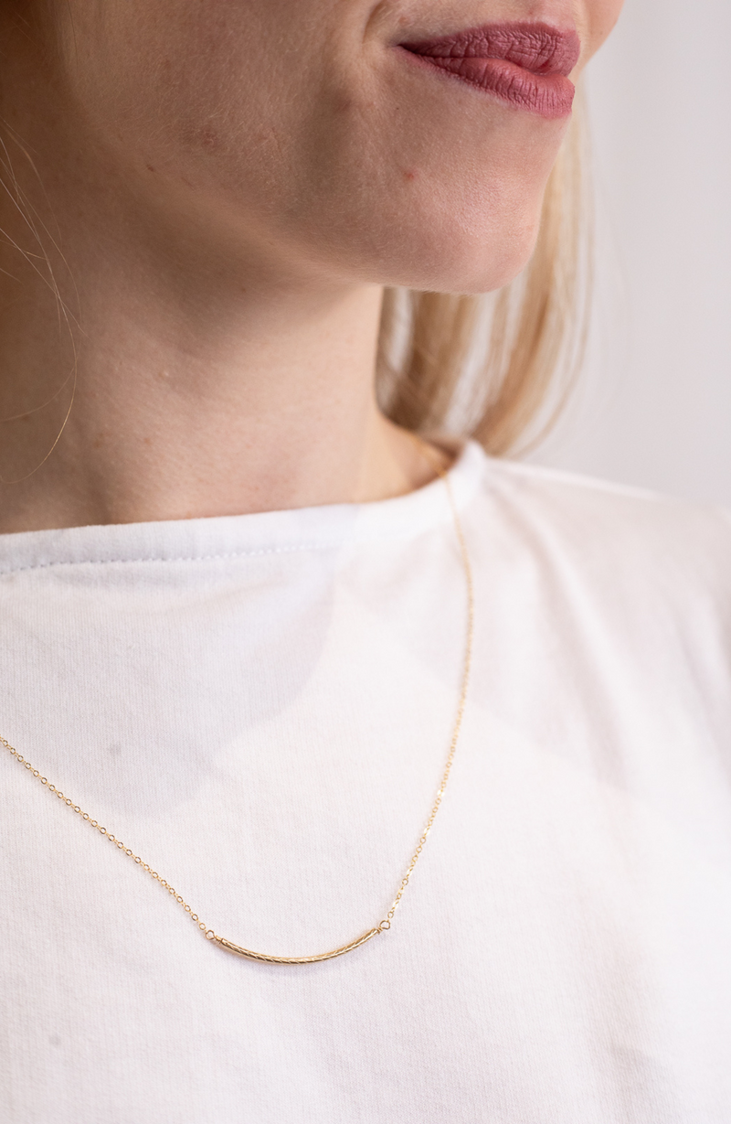Textured Curved Bar Necklace