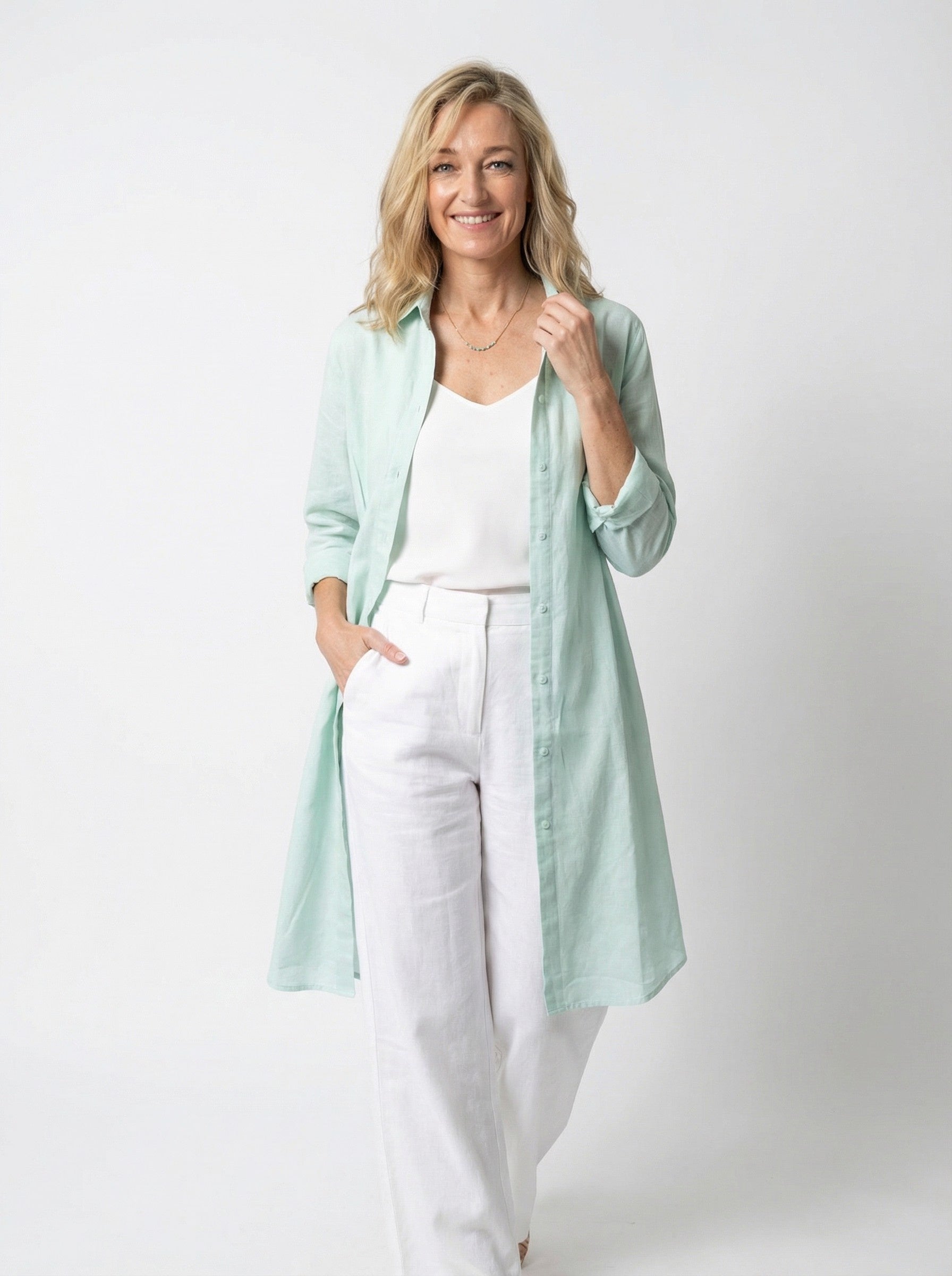 Coastal Mint Drift Shirt Dress