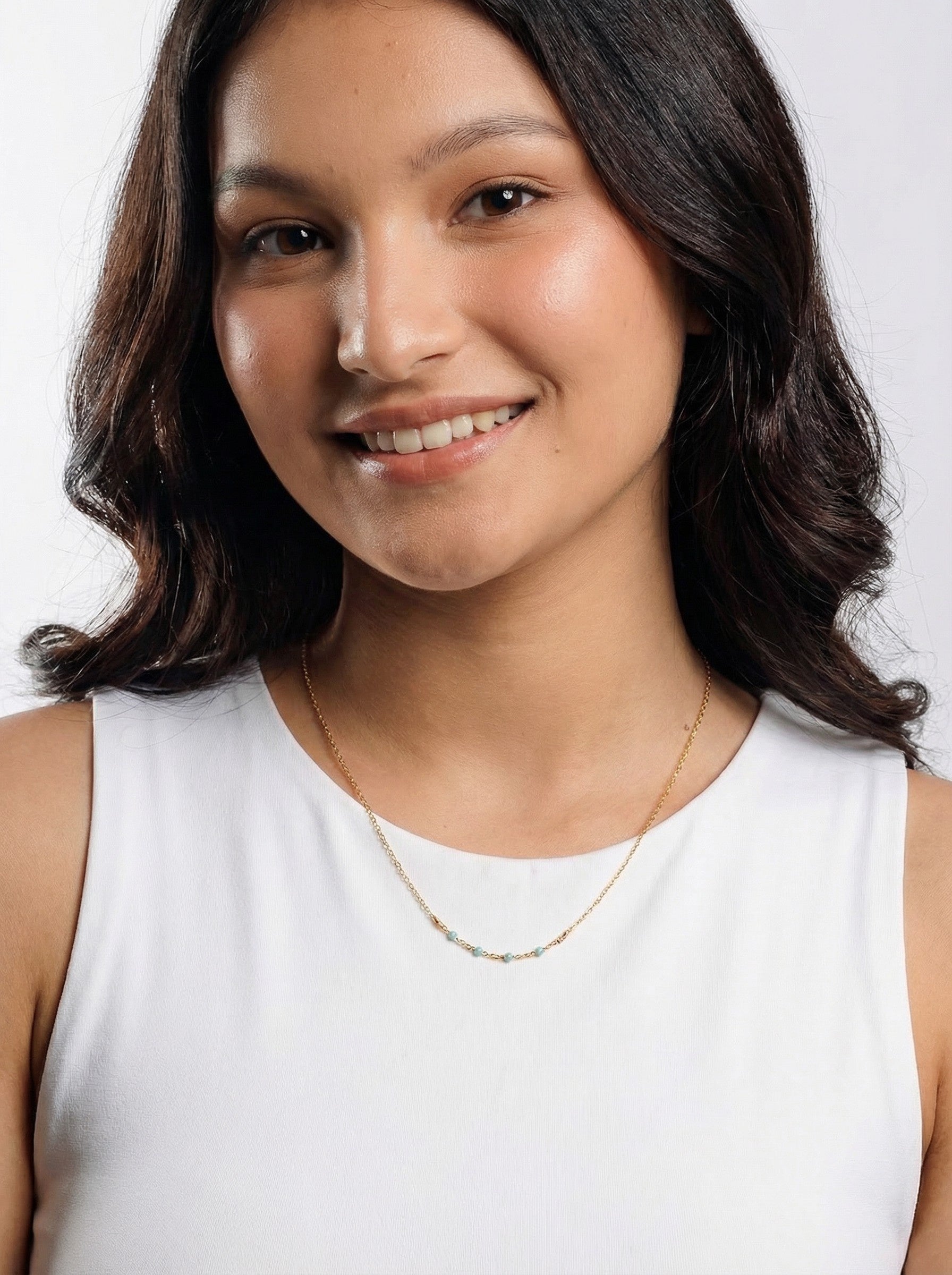 Cloud Blue Enamel Satellite Necklace