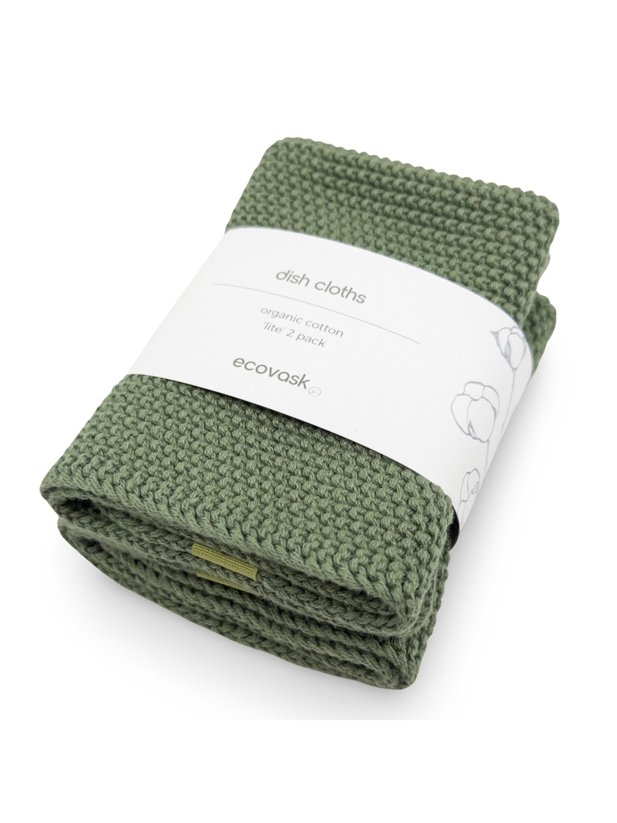 Dishcloth Lite 2pk - Sage - Ecovask organic cotton