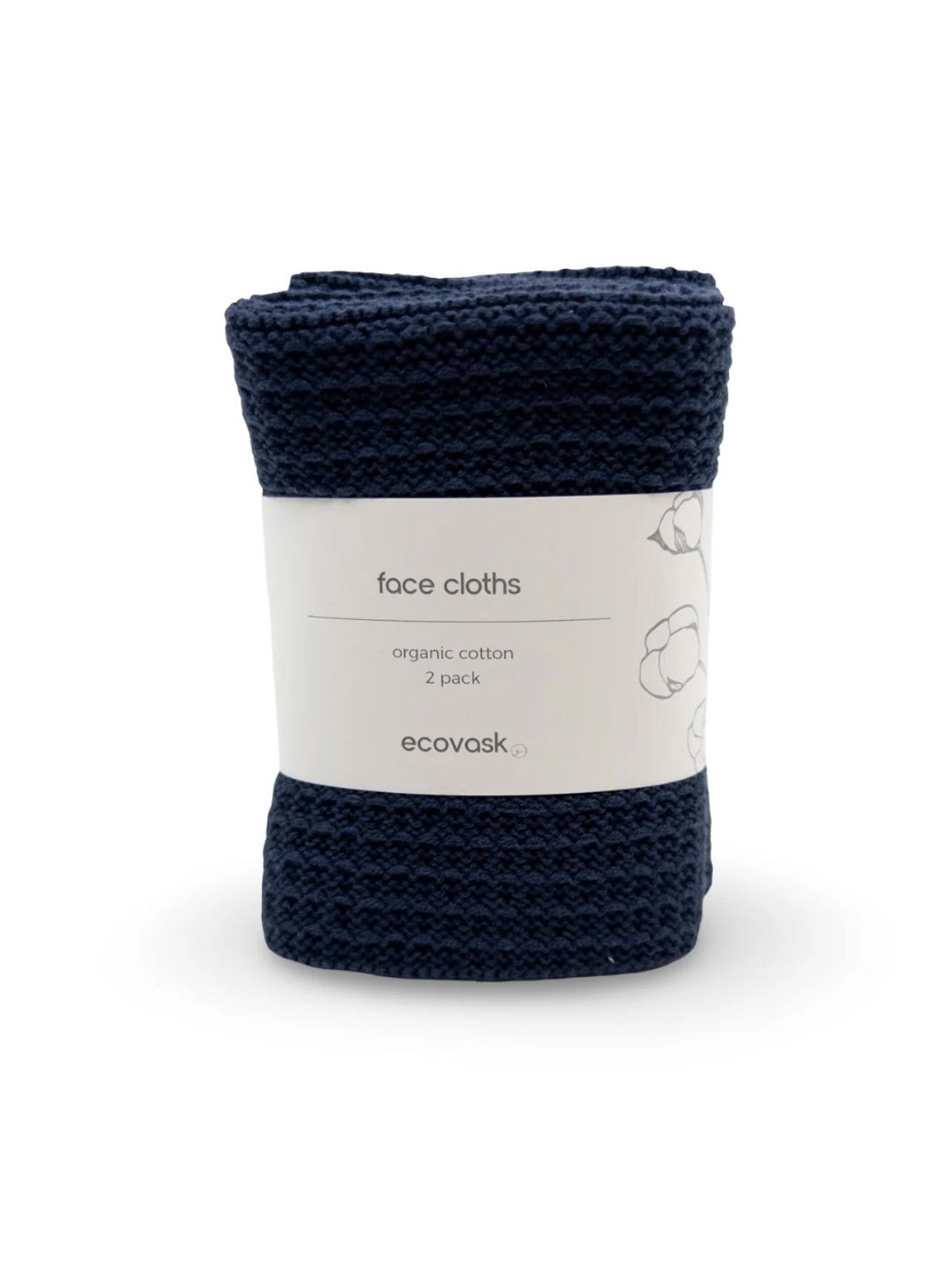 Face Cloth 2pk - Navy - Ecovask organic cotton