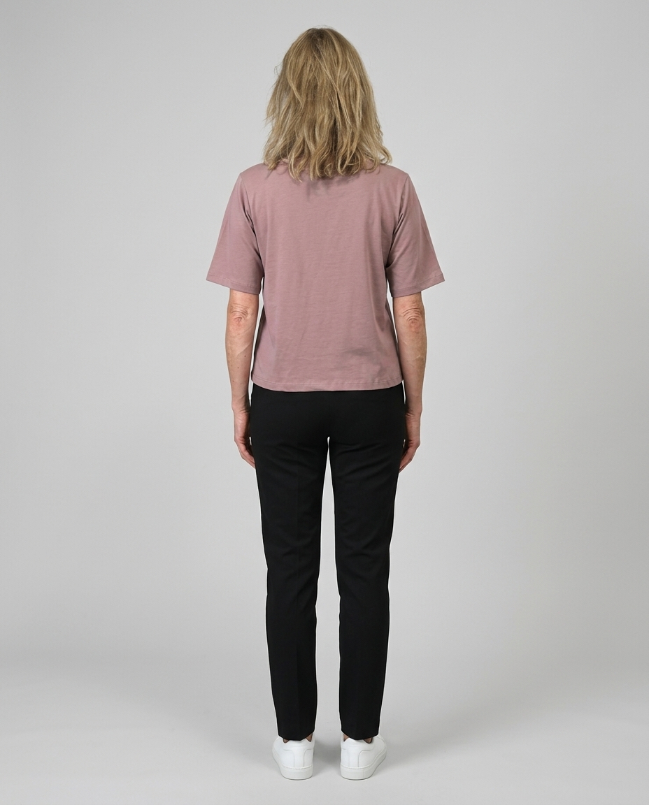 Organic Flex Crew Tee in Rose Pink – back view