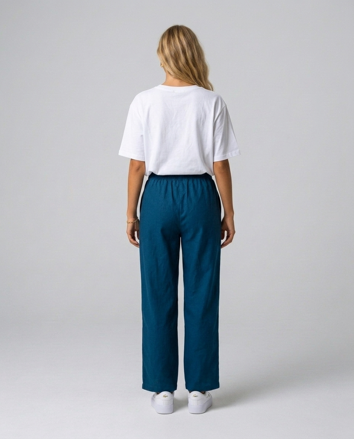 Pillars Blue Wide-leg Pants – full-length back view