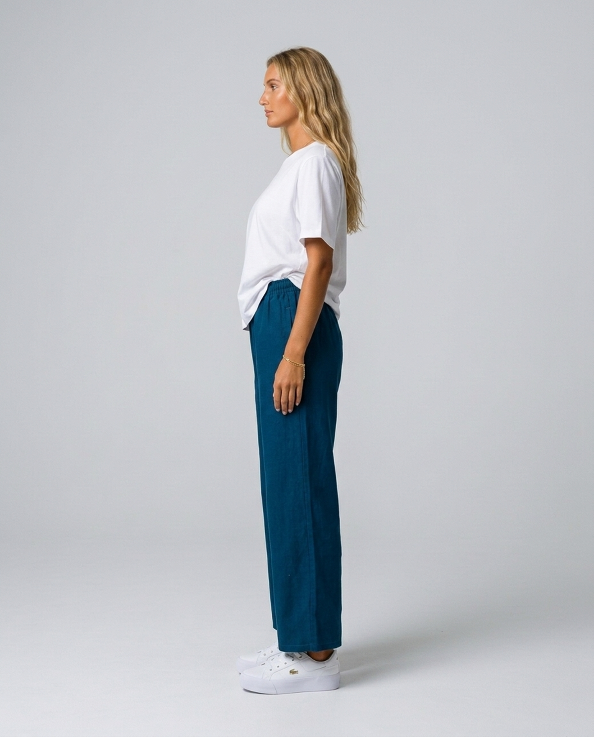 Pillars Blue Wide-leg Pants – full-length side view showing wide-leg silhouette