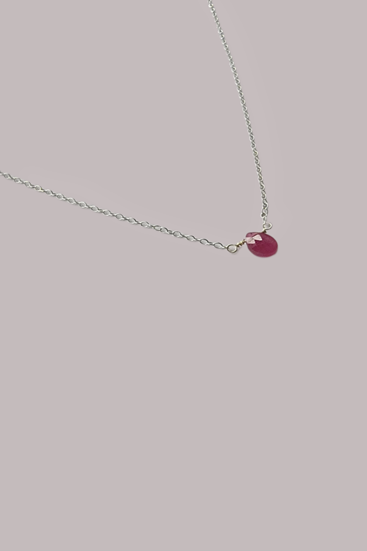 Pink Sapphire Necklace - Silver