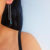 Blue Apatite Silver Threader Earrings
