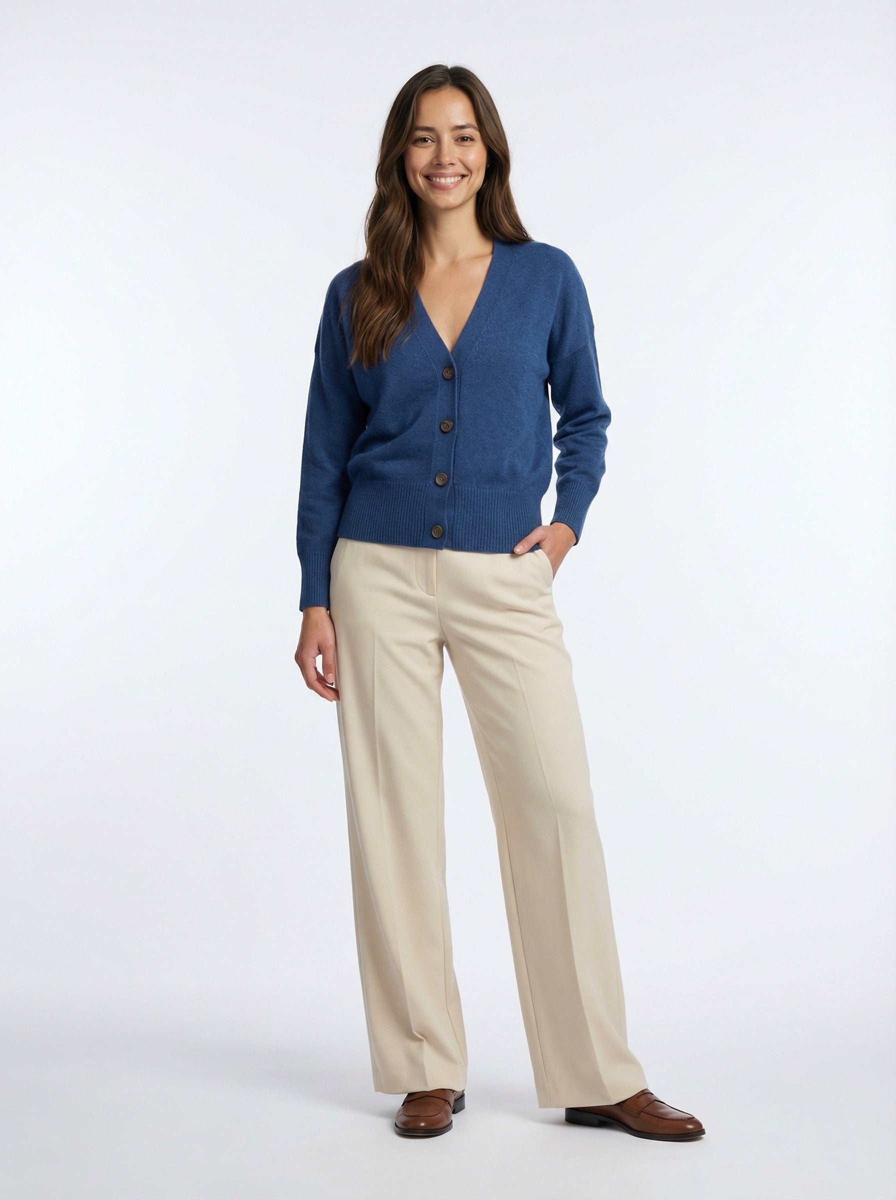 Cashmere & Cotton Relaxed Cardigan - Grey Marle