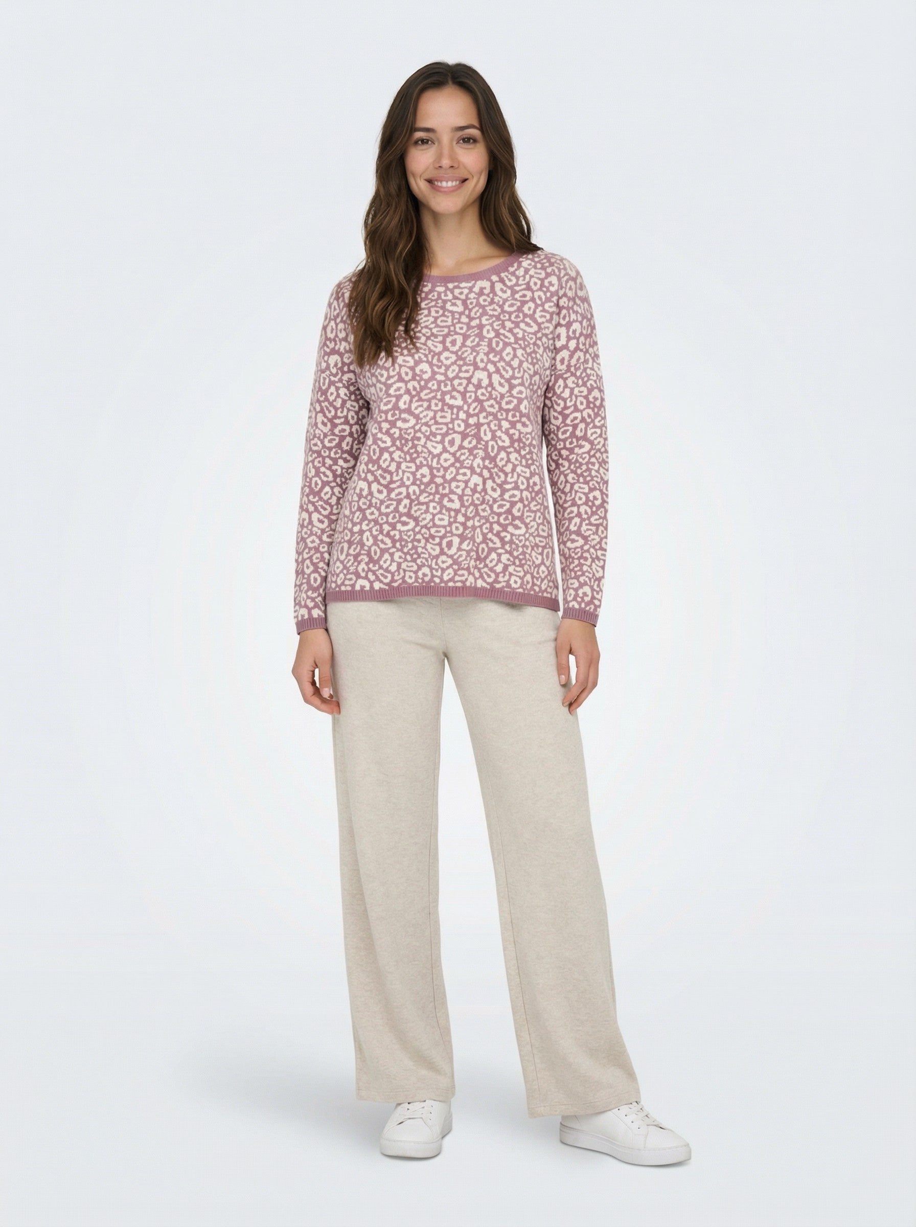 Cotton Jacquard Sweater - Mauve
